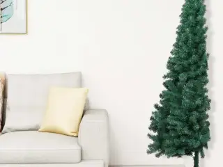 Kunstigt halvt juletræ med juletræsfod 150 cm PVC grøn