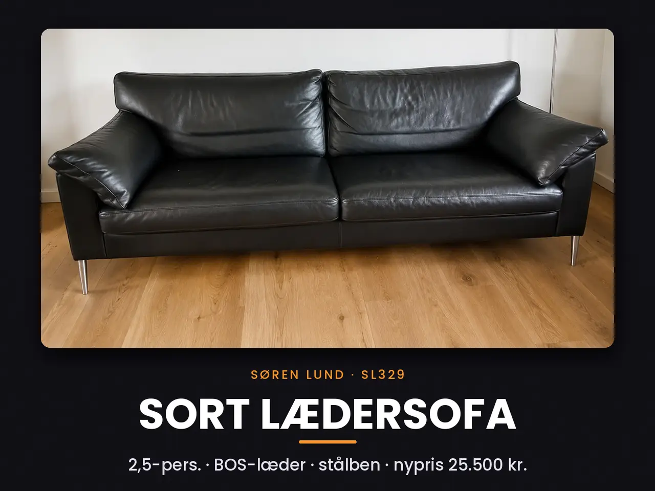 Billede 1 - Søren Lund SL329 sofa i sort læder