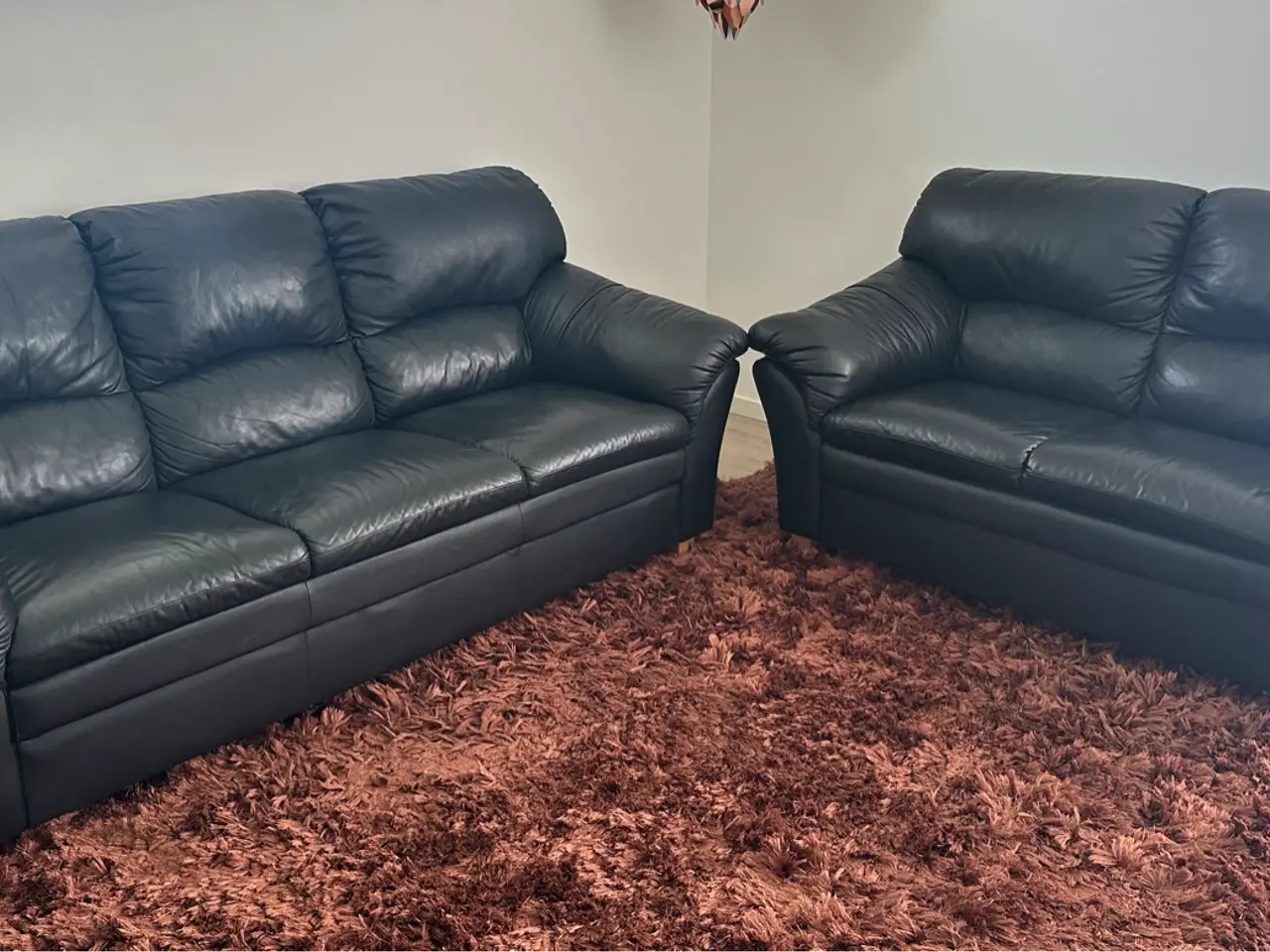 Billede 1 - Sofasæt i læder sort