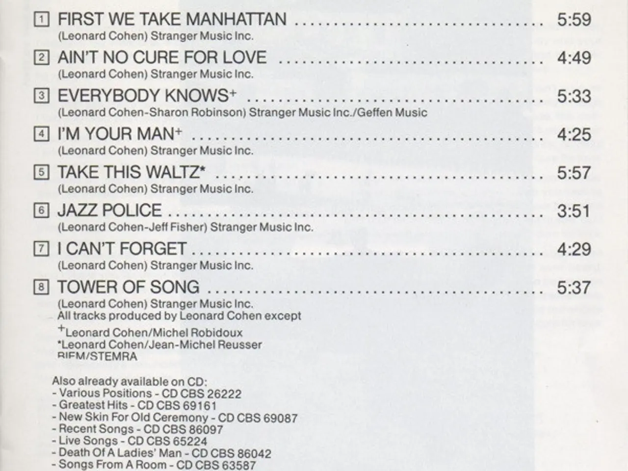 Billede 5 - Leonard Cohen – I'm Your Man – CD