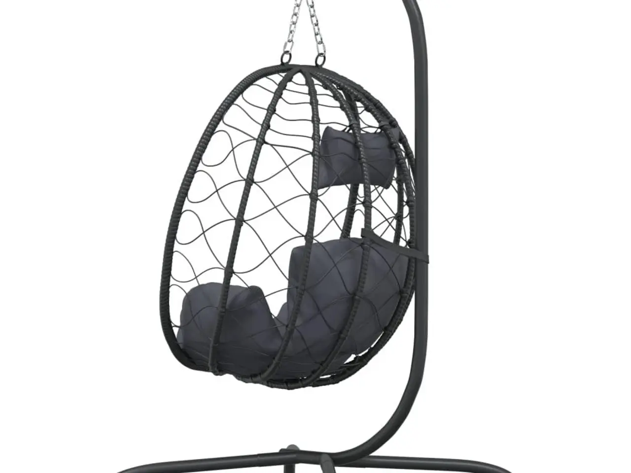 Billede 5 - Hængestol med æg og hynder - antracit polyrattan og stål