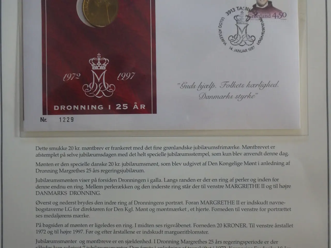 Billede 2 - Frimærke og møntsamling Dronning Margrethes 25 år