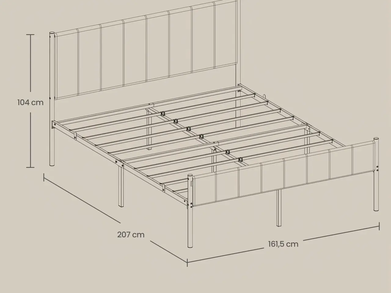 Billede 3 - Sengeramme 160 x 200 cm med polstret gavl - grå