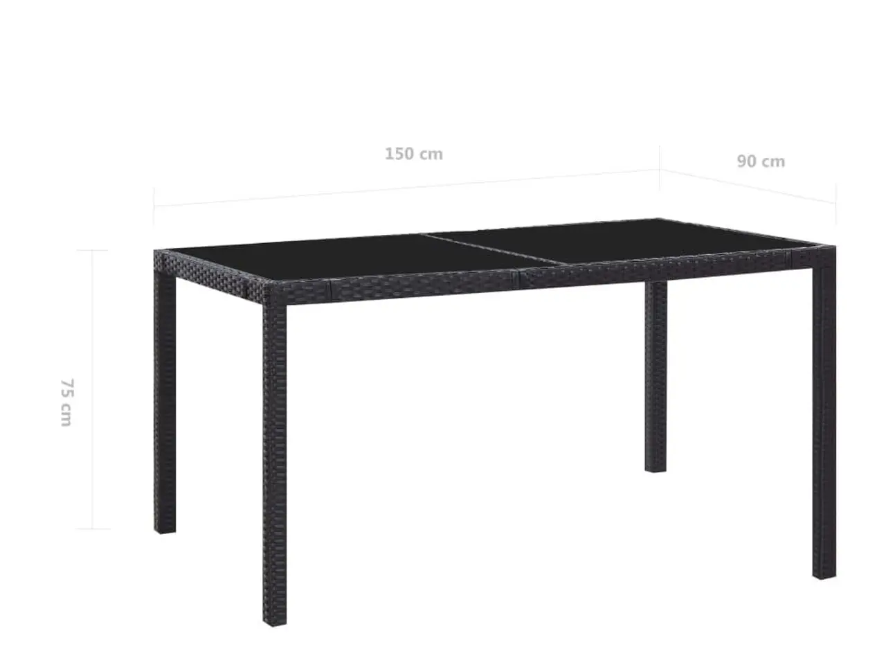 Billede 11 - Udendørs spisebordssæt i polyrattan - 7 dele, sort