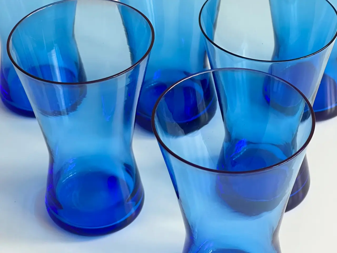 Billede 6 - Røget blå drikkeglas, 6 stk samlet
