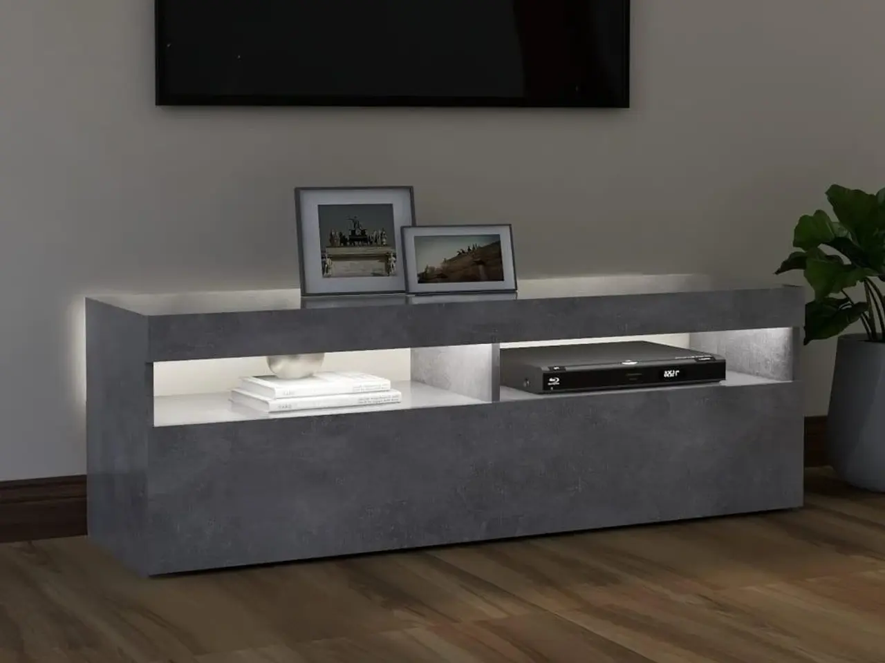 Billede 3 - TV-bord med LED-lys 120 x 35 x 40 cm - betongrå