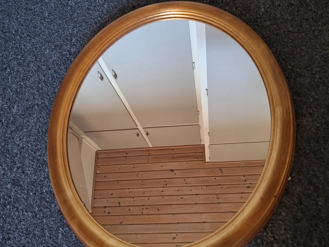 Billede 1 - Guldspejl, stort , ovalt 56 x 67 cm.