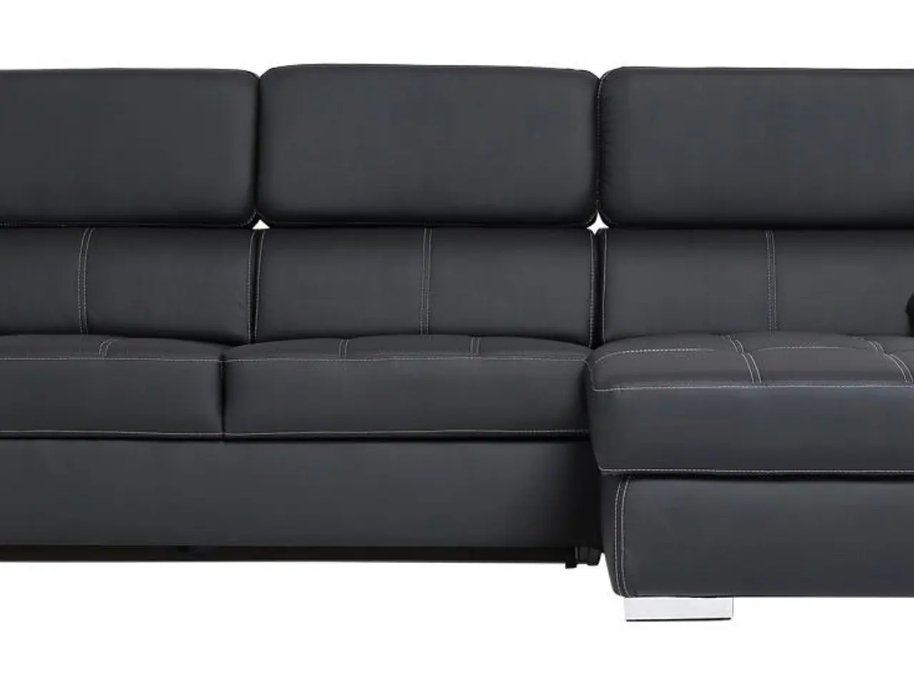 Billede 6 - Stitch sovesofa med chaiselong, højrevendt - sort PU læder og sengeudtræk