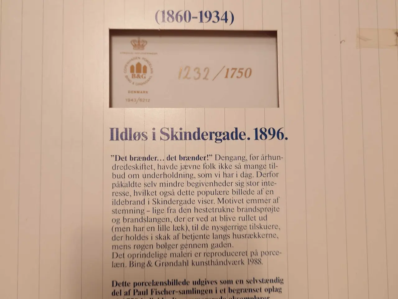 Billede 2 - Porcelænsmaleri Paul Fischer 