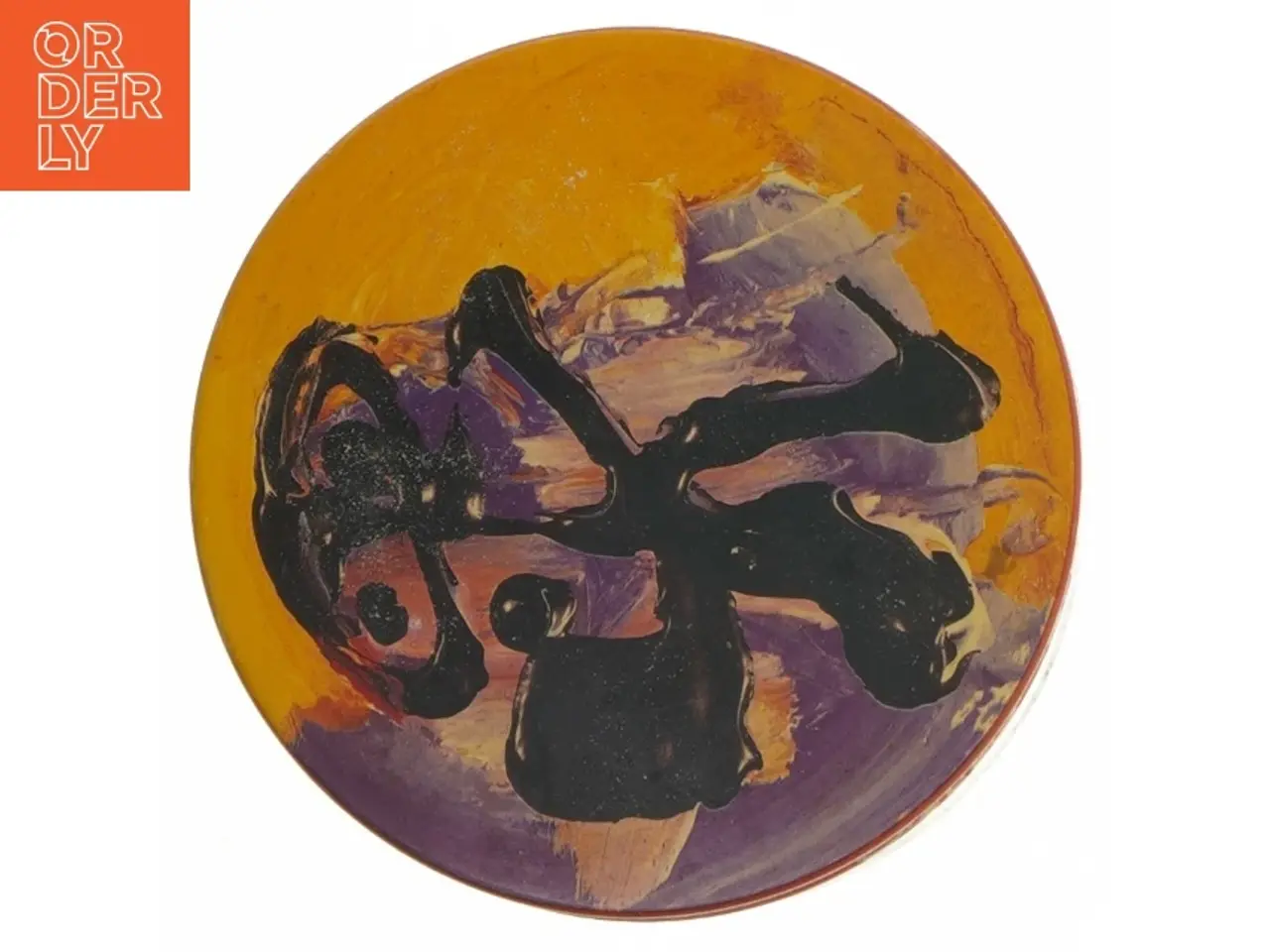 Billede 4 - Dekorativ dåse med abstrakt design fra Irma (str. Ø. 11,5. cm. længde. 15 cm)