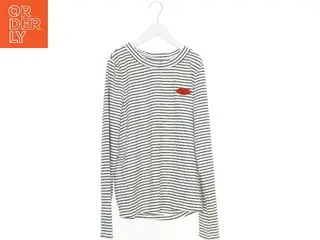 Langærmet stribet bluse med læbe-detalje fra Vero moda (str. S)