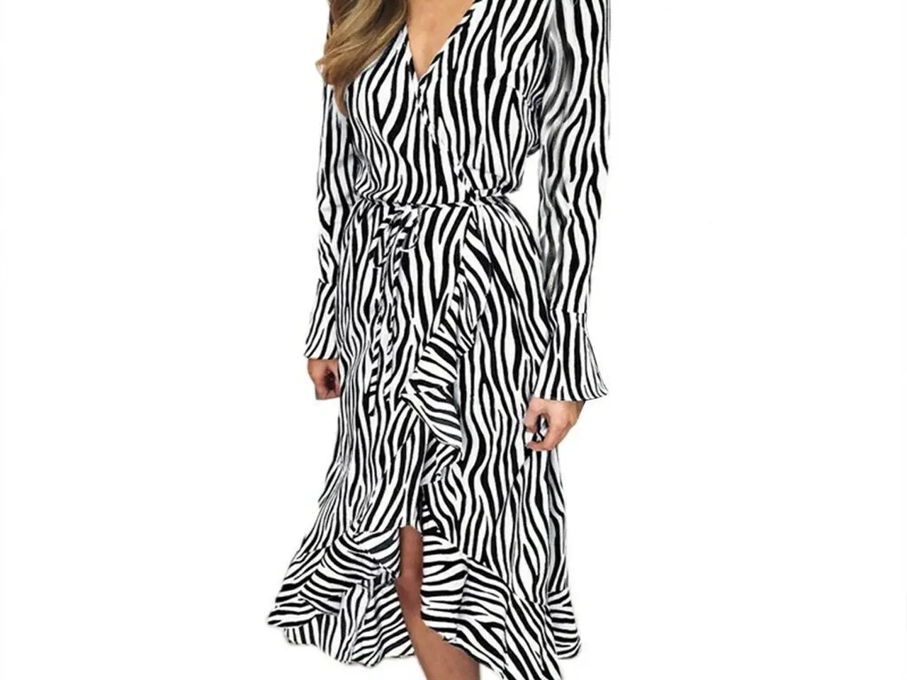 Billede 3 - Kjole- Tiger eller zebra stribet kjole(m.Wrap)