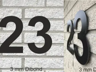 Tal til husnummer i 3 mm sort Dibond 20 cm