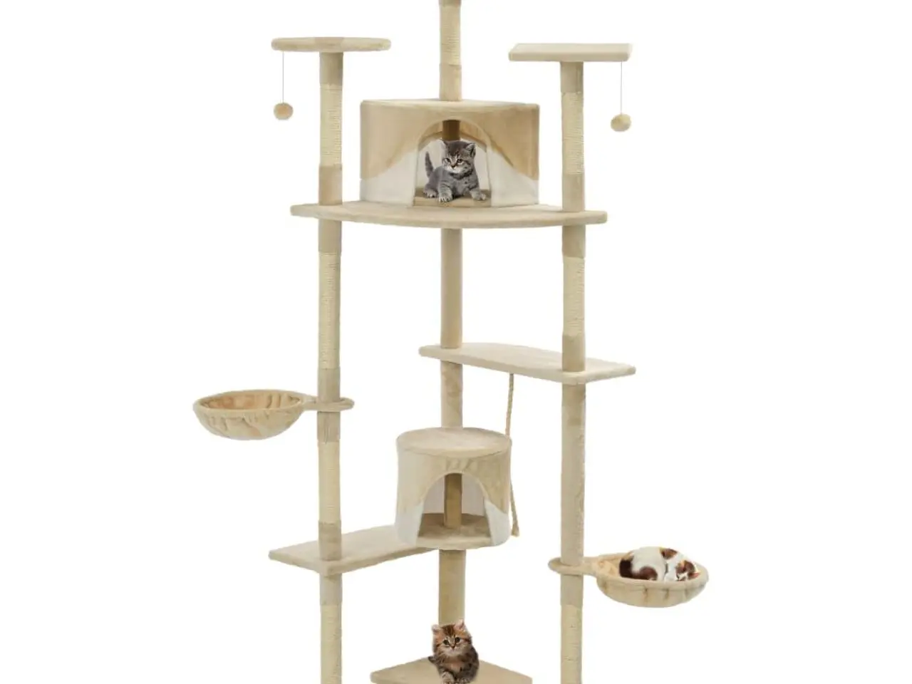 Billede 1 - Kattetræ med sisalkradsestolper 203 cm - beige og hvid