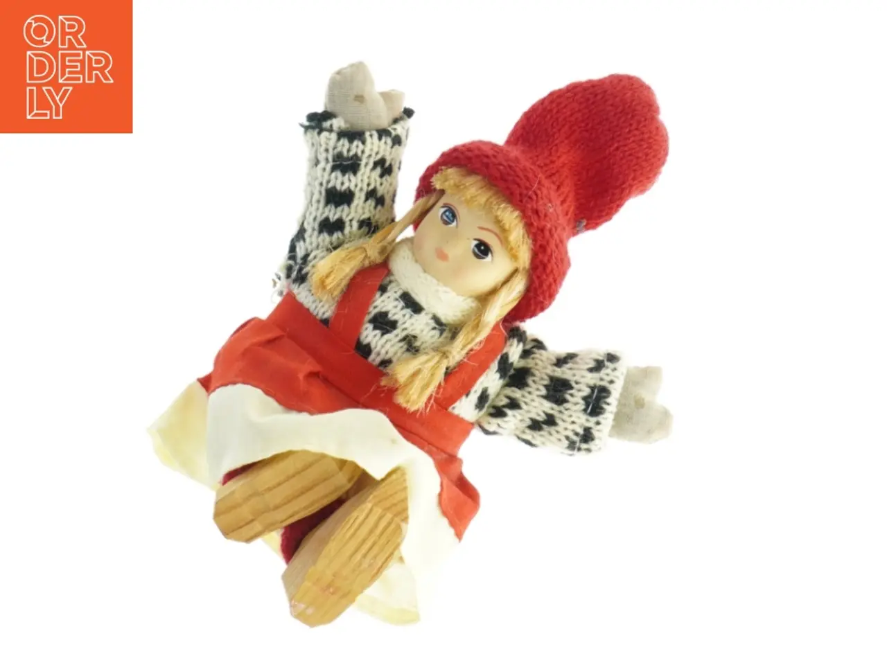 Billede 1 - Nisse med strikket tøj (str. 14x7 cm)