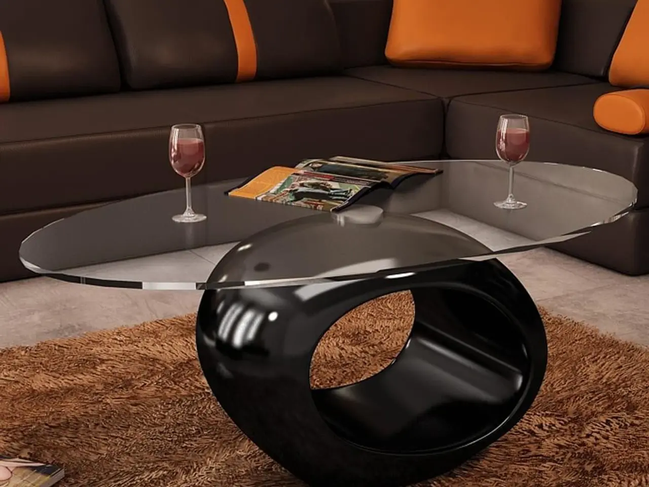 Billede 1 - Sofabord med oval glasbordplade - 115 x 65 x 40 cm