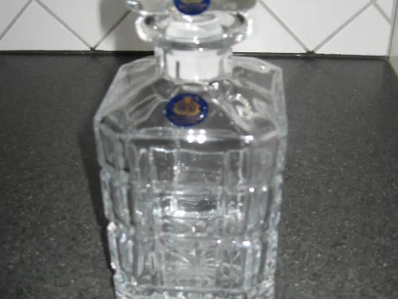 Billede 1 - Glas karaffel faset slebet med prop