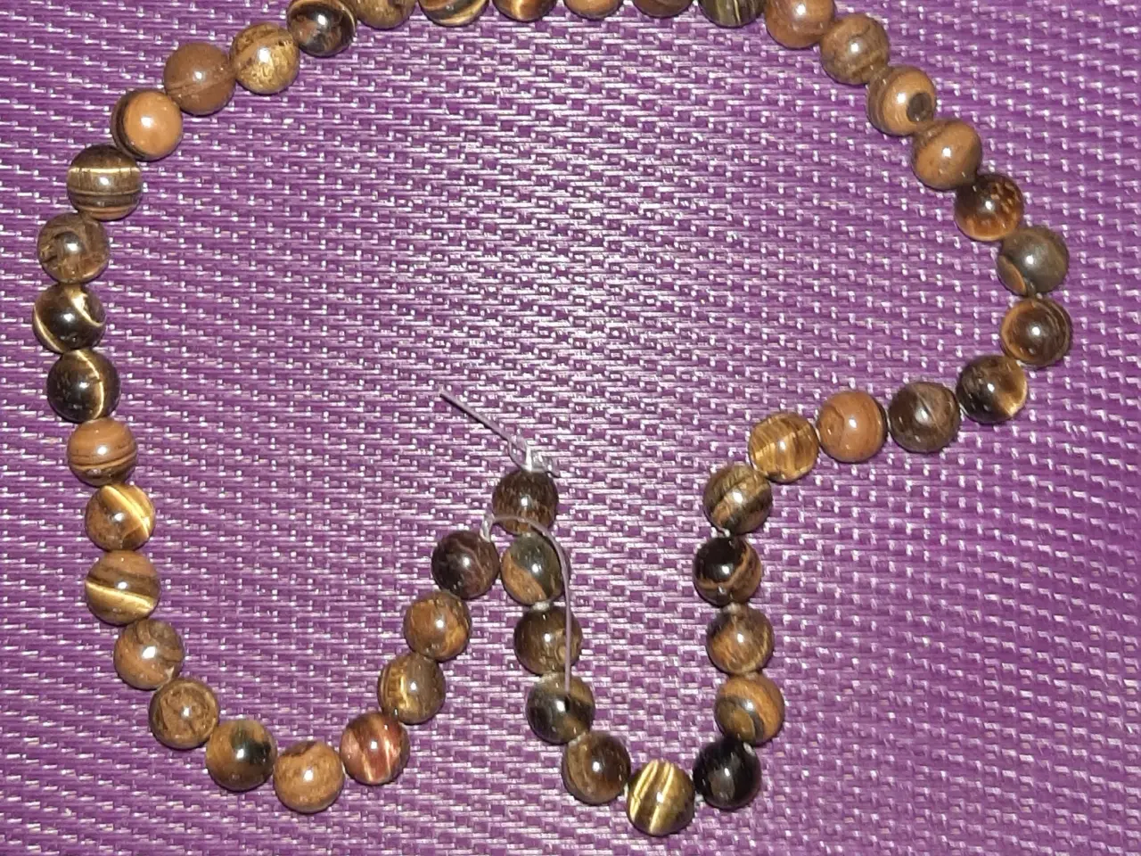 Billede 5 - Tiger Eye perler på snor- afrikanske.8 mm-47 styk.