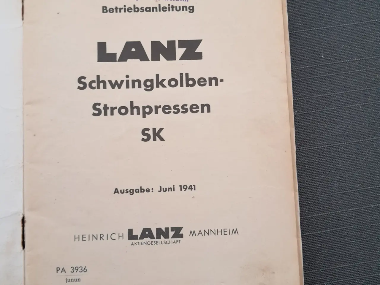 Billede 4 - Lanz Betjeningsbeskrivelse for svingstempelpresse 
