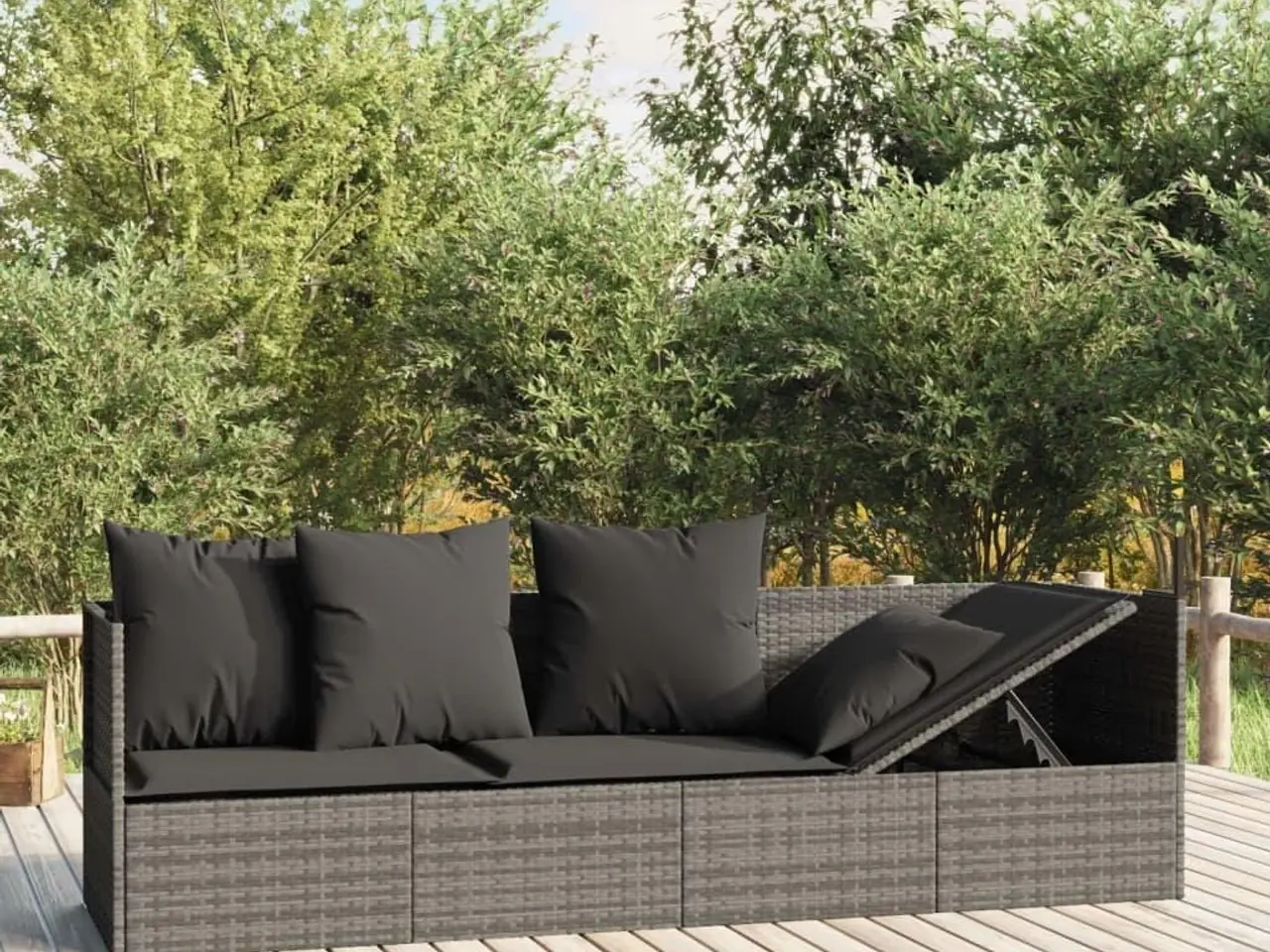 Billede 1 - Udendørs loungesofa i polyrattan med hynder - grå