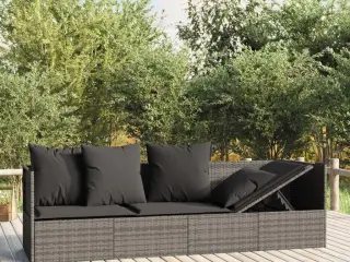 Udendørs loungesofa med hynder polyrattan grå