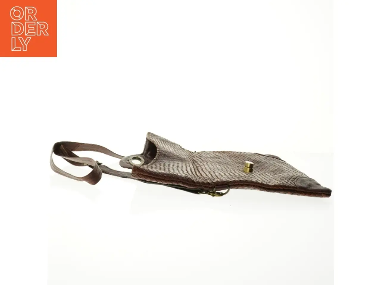 Billede 4 - Brun skind skuldertaske (str. 33 x 20 cm)