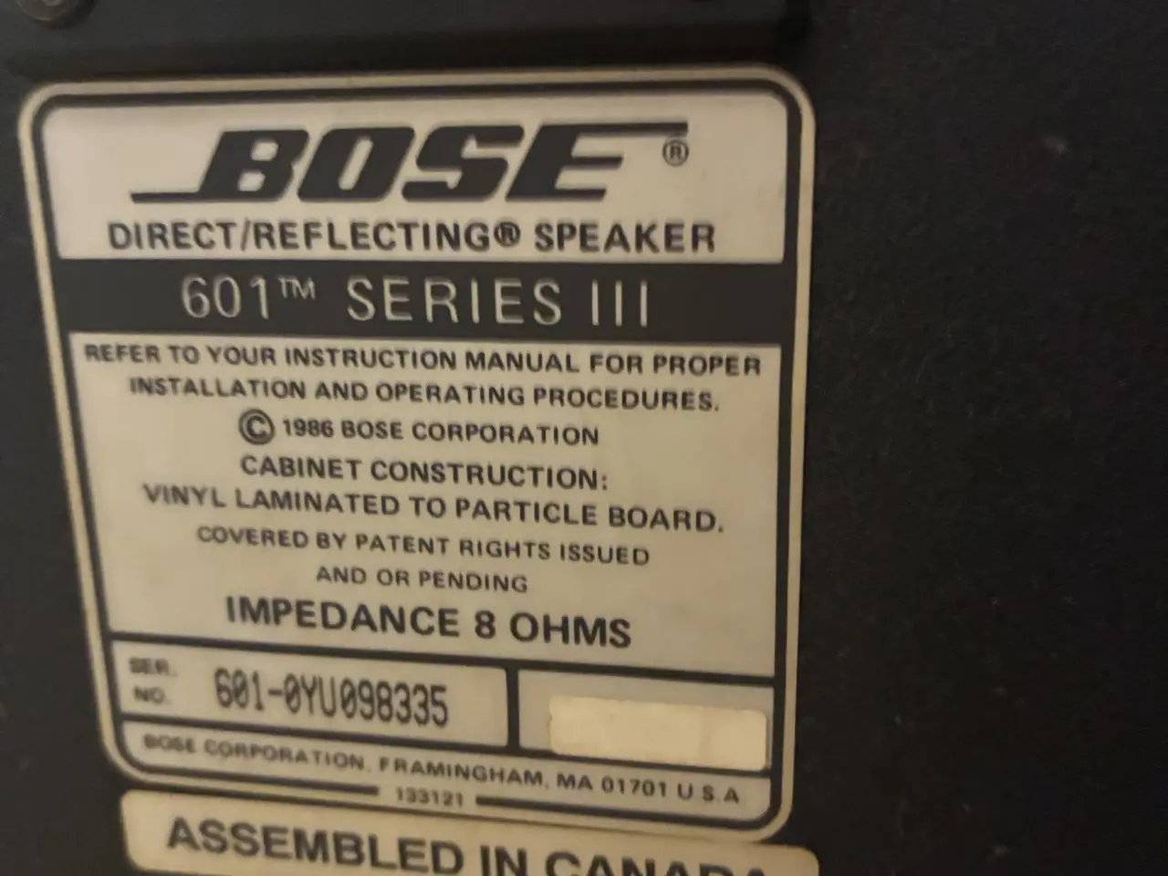 Billede 2 - Vintage Bose 601 serie 3