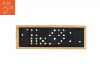 Domino-spil i trææske (str. 15x5x3,5 cm)