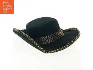 Sort cowboyhat med guldbånd (str. Ø 40. cm)