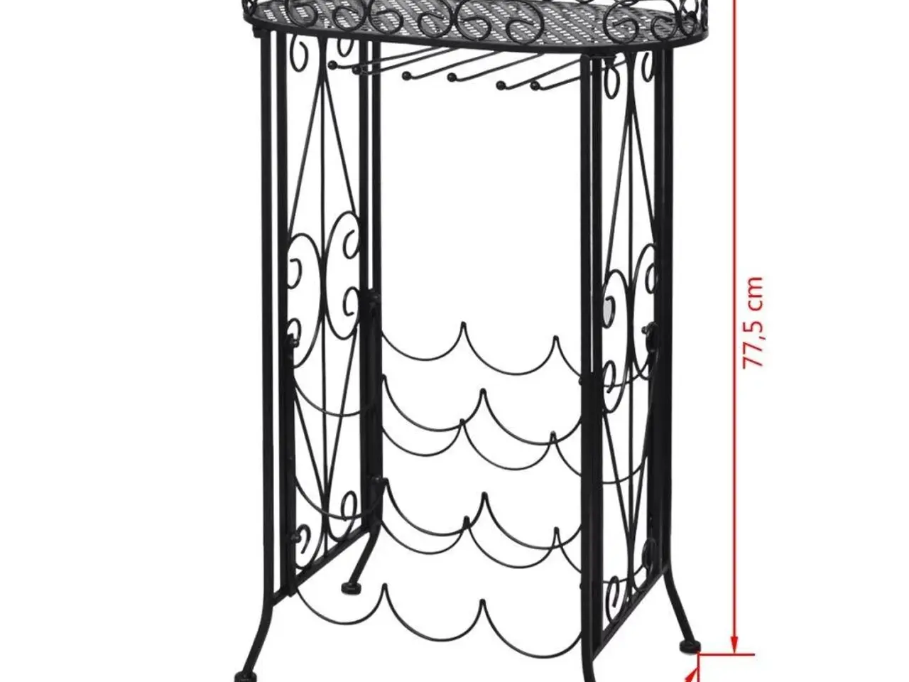 Billede 5 - Vinreol med glasholder - 9 flasker, smedejern, sort