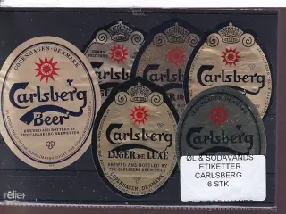 Øl og Sodavands Etiketter - Carlsberg - 6 Stk.