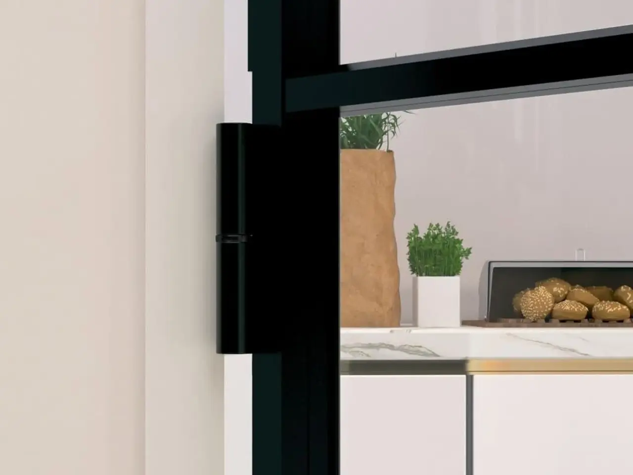 Billede 6 - Indvendig glasdør 83×201,5 cm - hærdet glas og sort aluminium