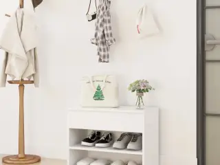 Skobænk 60x30x45 cm konstrueret træ hvid