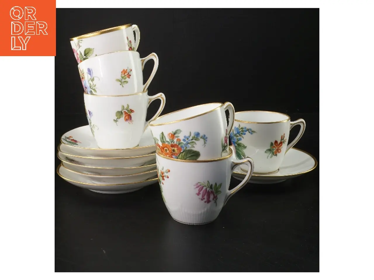 Billede 1 - Kaffekop og underkop sæt fra B&G (str. 6 stk Ø 7,5 & 13,5 cm)