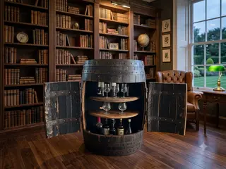 Unikt barskab af ægte, skotsk whiskytønde