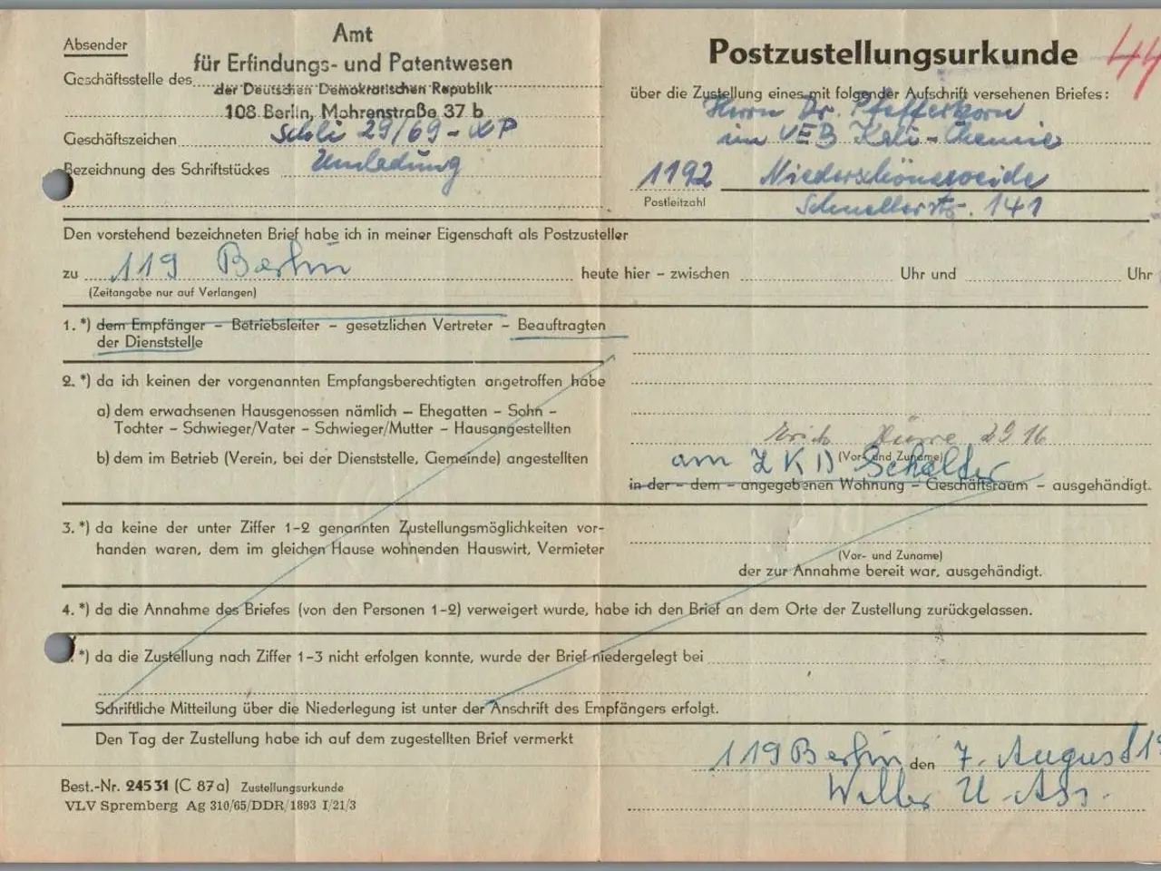 Billede 1 - Postpapirer - Berlin - DDR - 1969