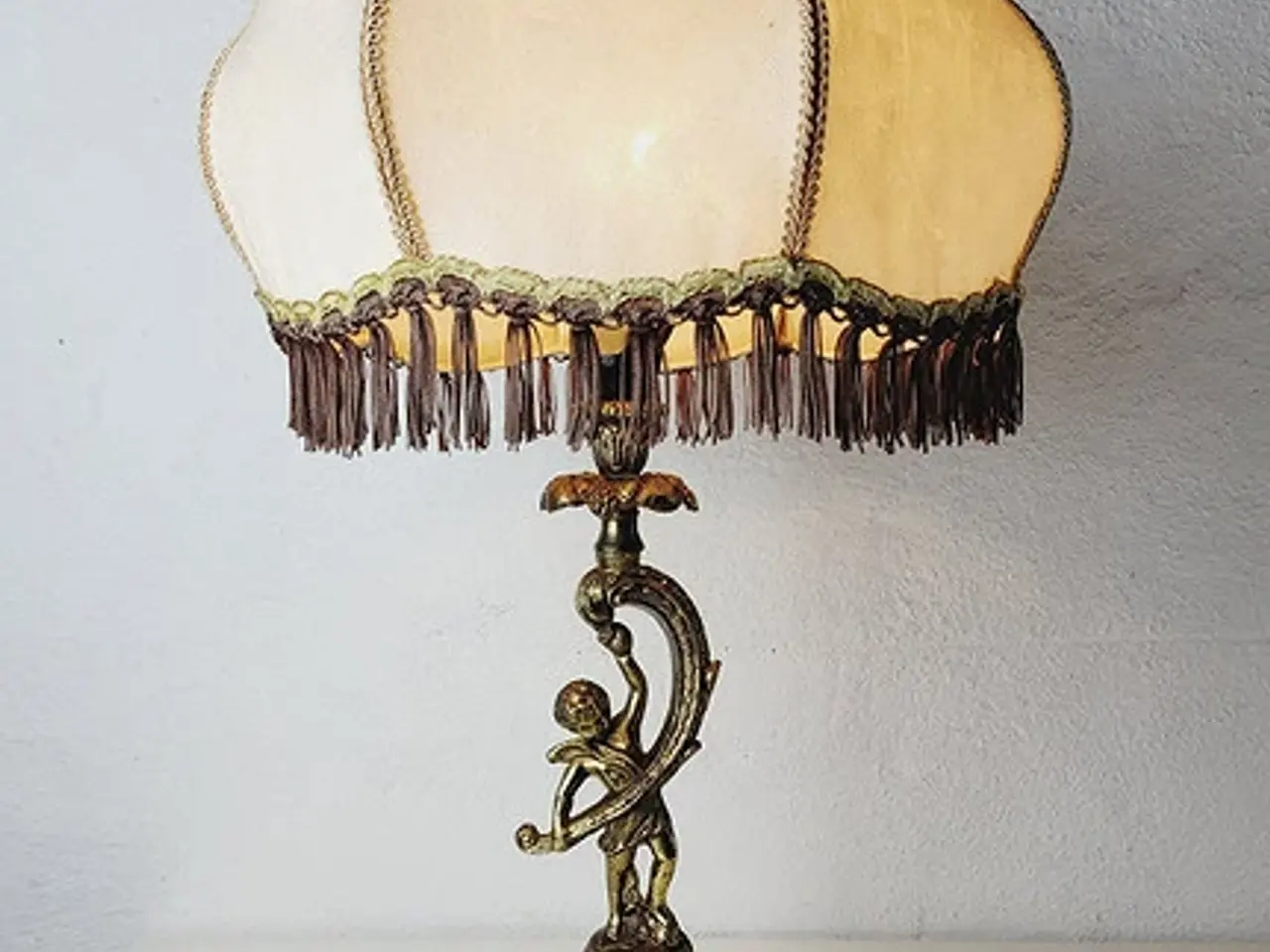 Billede 1 - ⭐️- Forgyldt Jugendstil Kerublampe fra 1920'erne