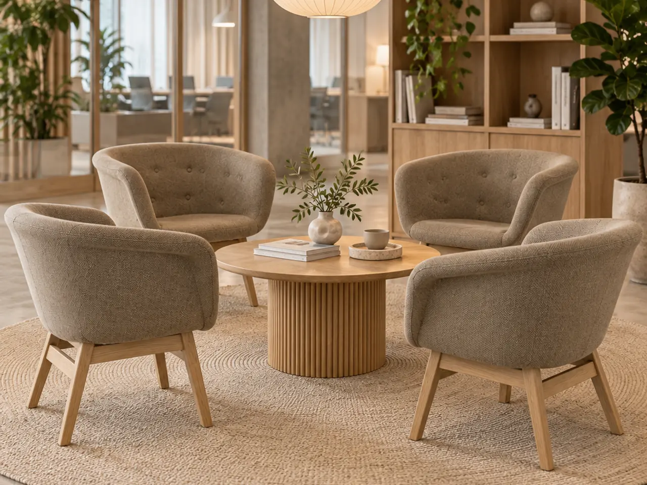 Billede 2 - +HALLE Chester Loungestol – Beige/Eg Stel