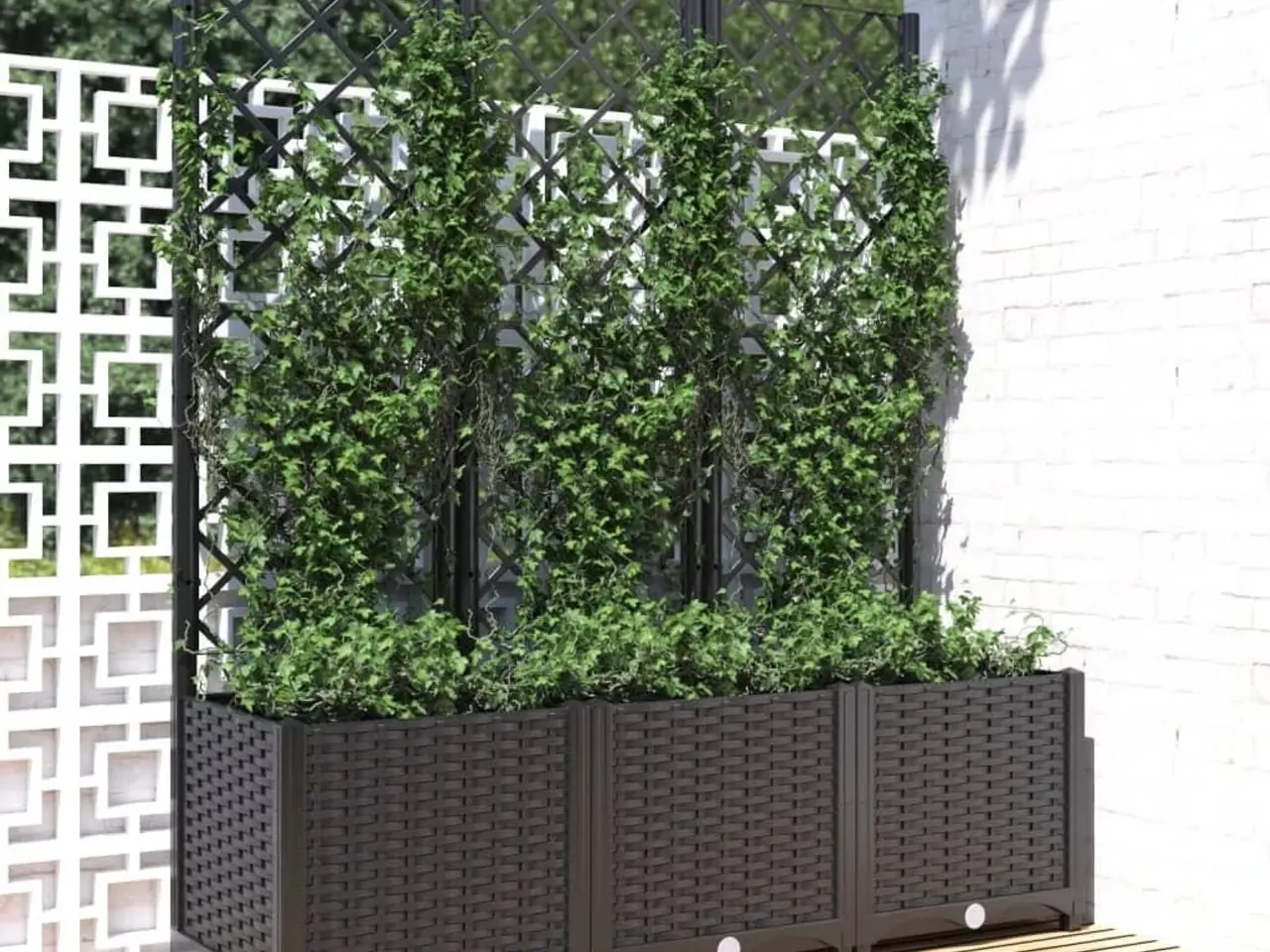 Billede 1 - Haveplantekasse med espalier - sort PP 120×40×136 cm