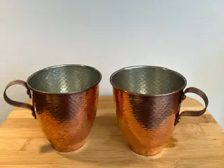 Autentiske Moscow Mule krus i hamret kobber