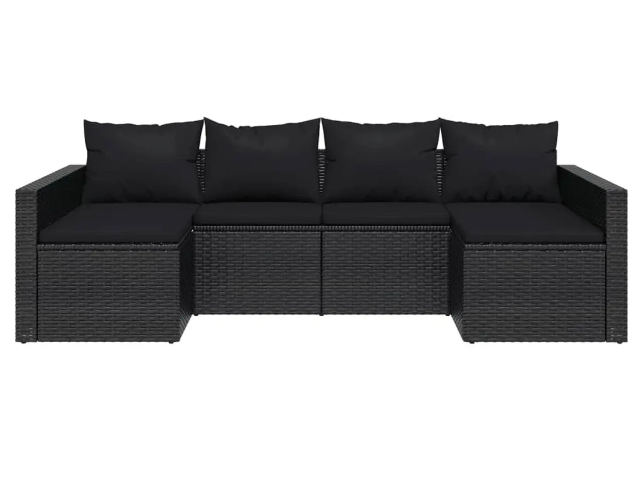 Billede 4 - Loungesæt til haven i polyrattan - U-formet sofa med bord og sorte hynder