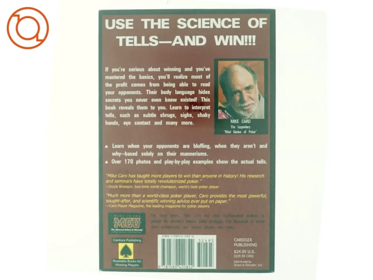Billede 3 - Caro's book of poker tells : the psychology and body language of poker af Mike Caro (Bog)
