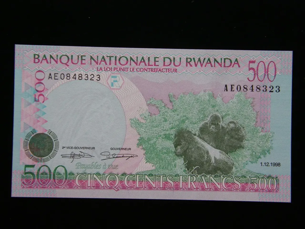 Billede 1 - Rwanda 500 Francs 1998 P26 Unc.