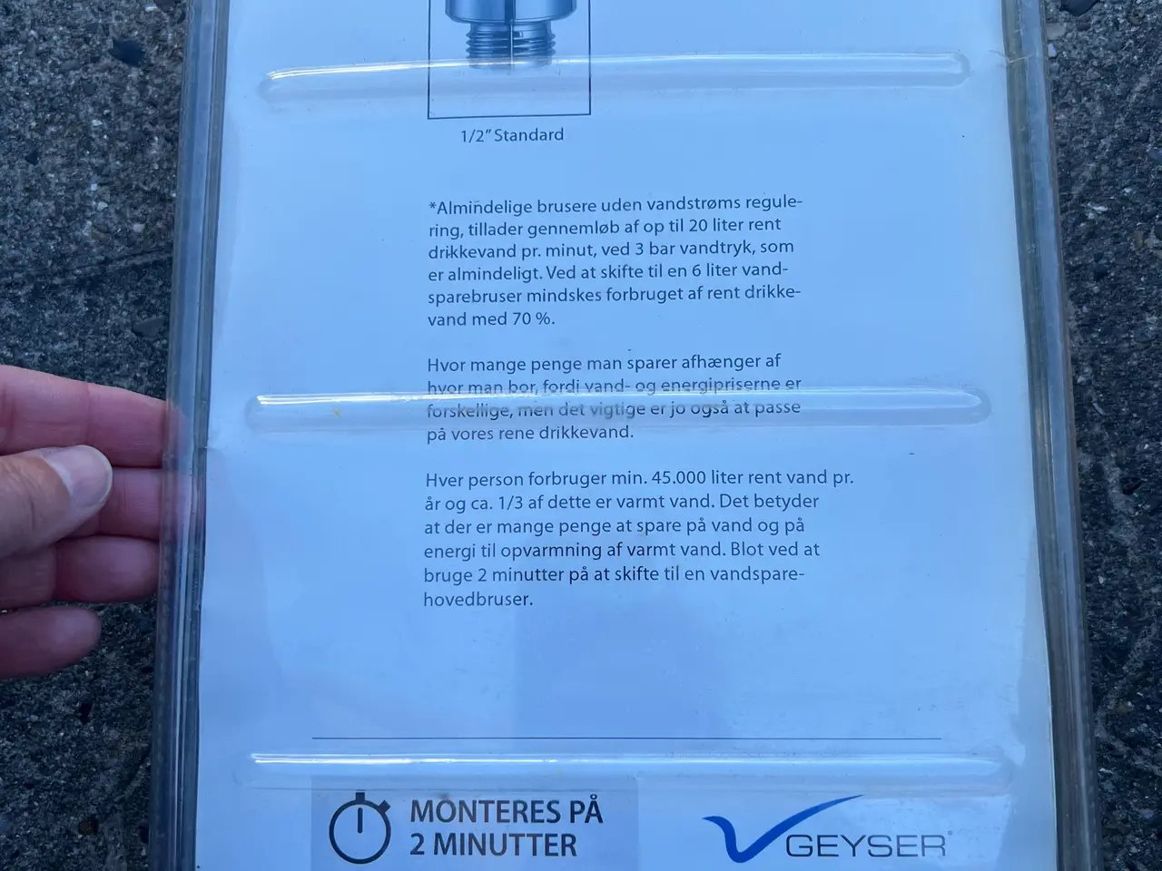 Billede 11 - Ny Geyser Vandbesparende Rundt Brusehoved