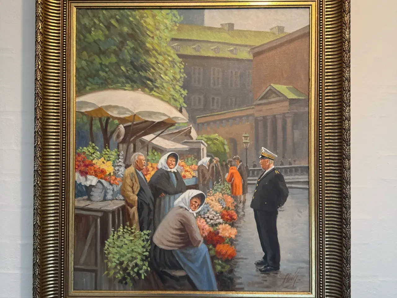 Billede 1 - Blomstersælgere og polibetjent på Højbo Plads