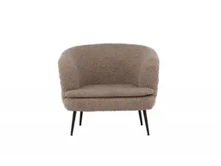 Nordkoster lænestol, m. armlæn - beige bamsestof polyester og sort stål