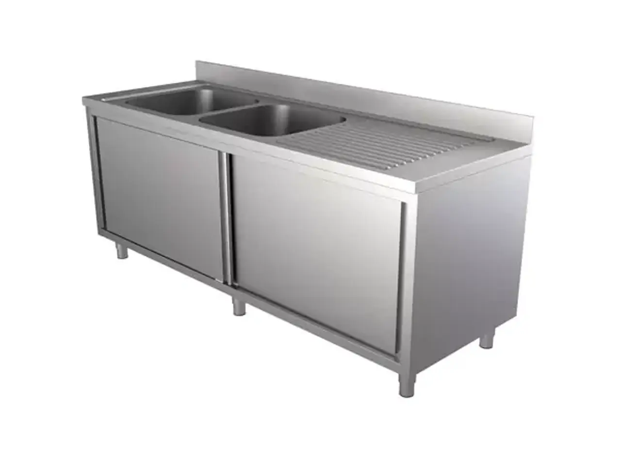 Billede 1 - Stålbord med dobbelt vask - B1800 x D700 x H850 mm