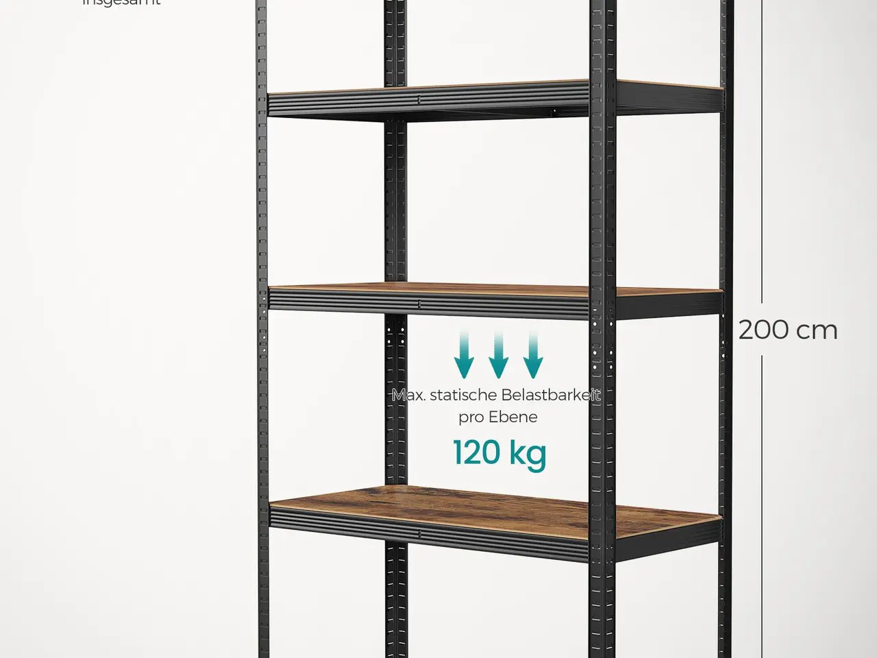 Billede 7 - Opbevaringsreol GLR050B11 - rustik brun-sort, 50 x 100 x 200 cm