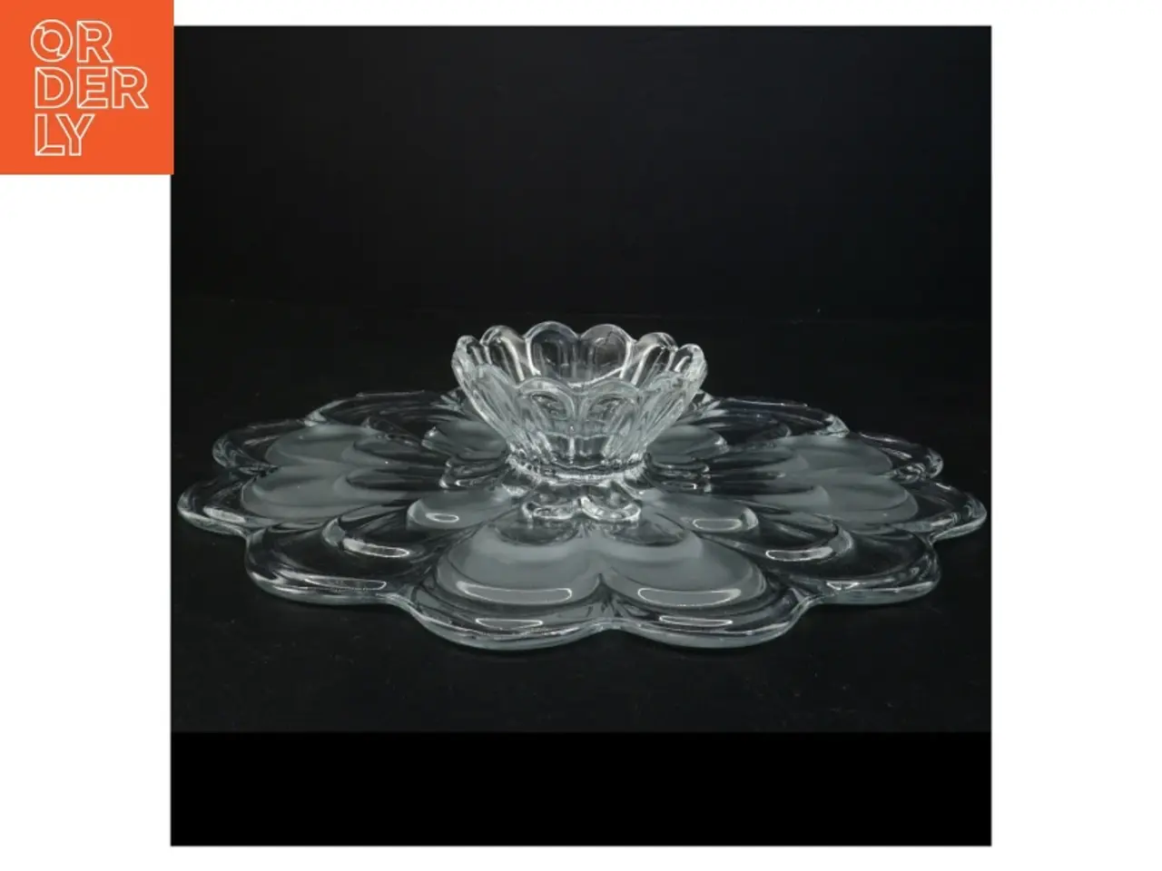 Billede 3 - Glas fad med blomsterdesign (str. 33 x 6 cm)
