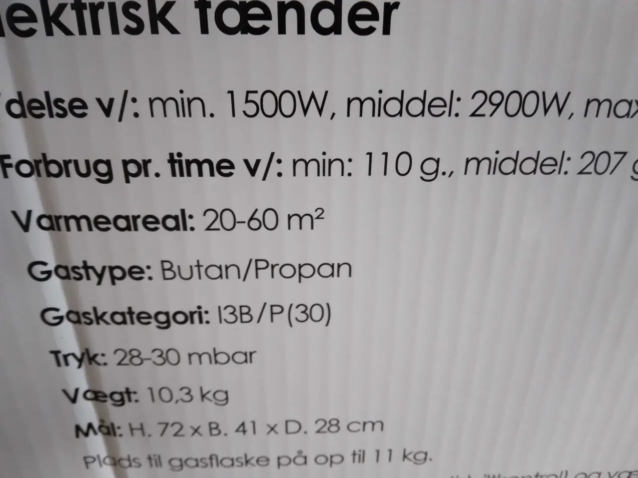 Billede 4 - Gasvarmeovn med fyldt stålgasflaske 11 kg